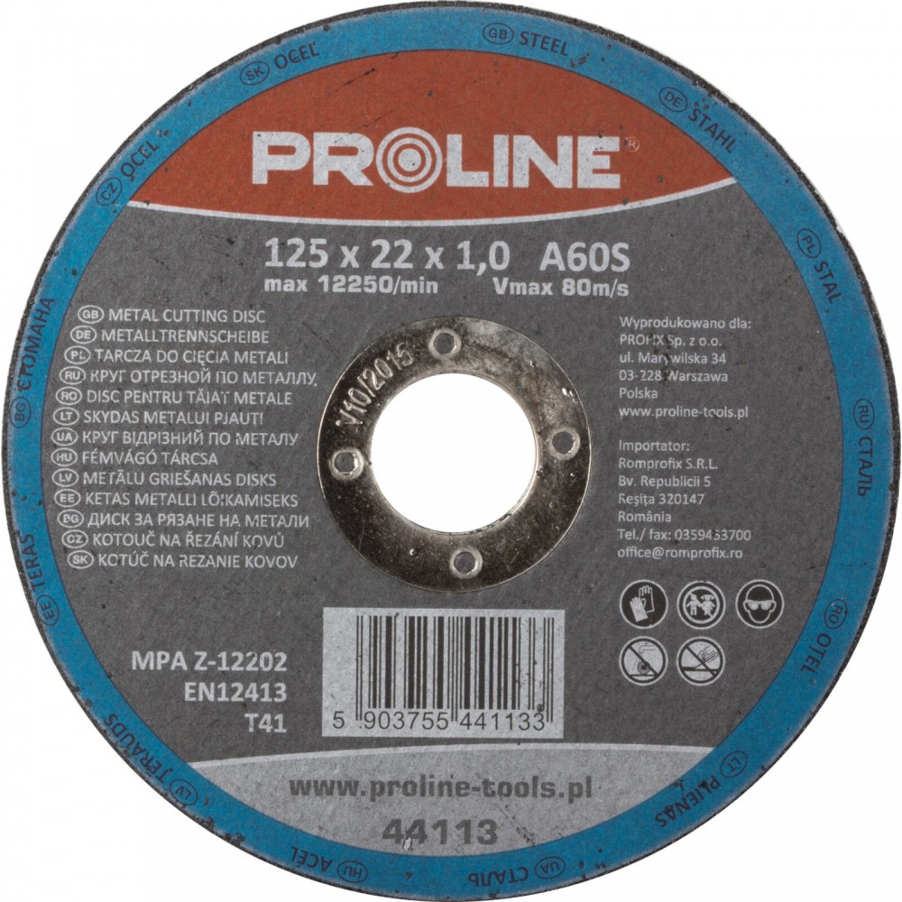 TARCZA DO CIĘCIA METALU, T41, 125x2.5x22A30S PROLINE