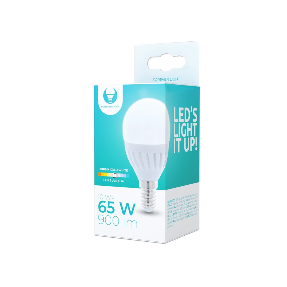 Żarówka LED E14 G45 10W 230V 6000K 900lm ceramiczna Forever Light
