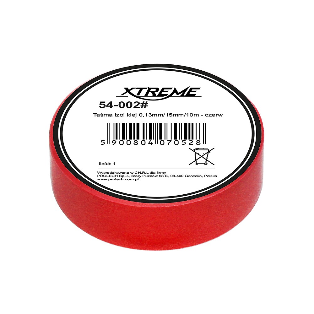 Taśma izolacyjna klejąca 0,13mm/15mm/10m - czerwona
