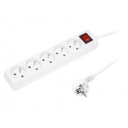 Przedłużacz sieciowy PR-570WSP 5-Gniazd z uziemieniem+wyłącznik 5m biały (3x1,5mm)