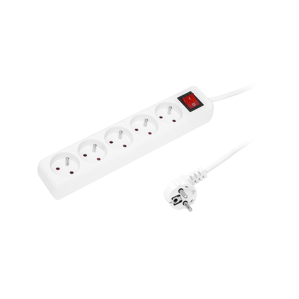 Przedłużacz sieciowy PR-570WSP 5-Gniazd z uziemieniem+wyłącznik 5m biały (3x1,5mm)