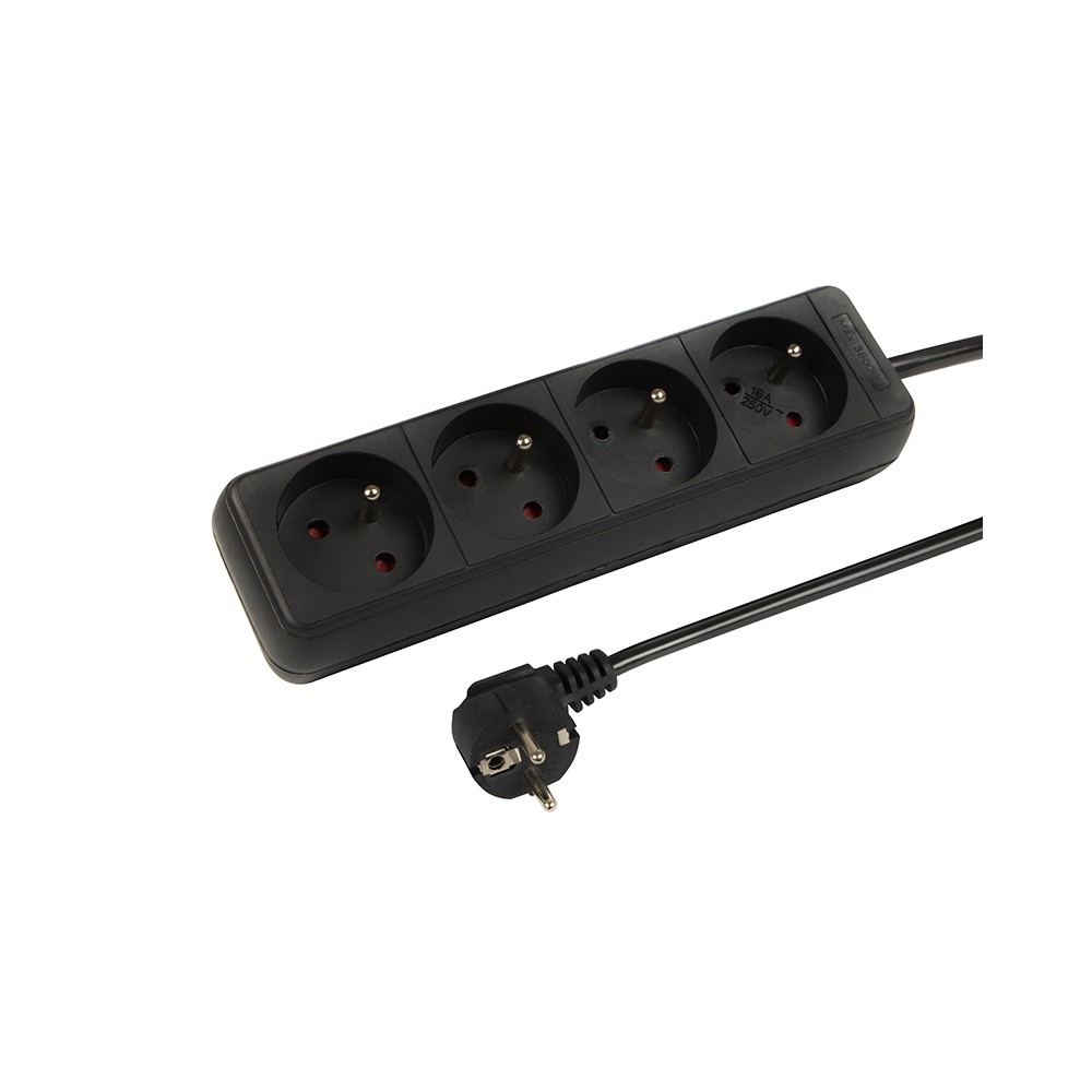 Przedłużacz sieciowy PR-470P 4-Gniazda z uziemieniem 3m czarny 3x1,5mm