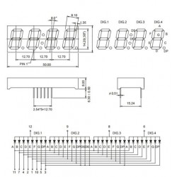 0.56'' cali 4x Wyświetlacz LED 7 segmentowy 2VDC Współna Anoda +