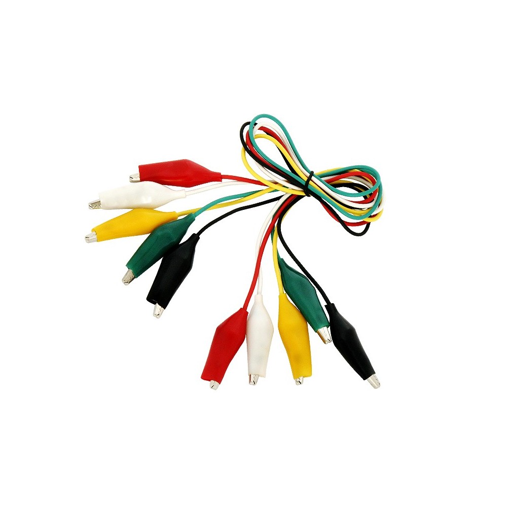 Krokodylki 44mm z przewodem komplet 5szt długość przewodu 50cm